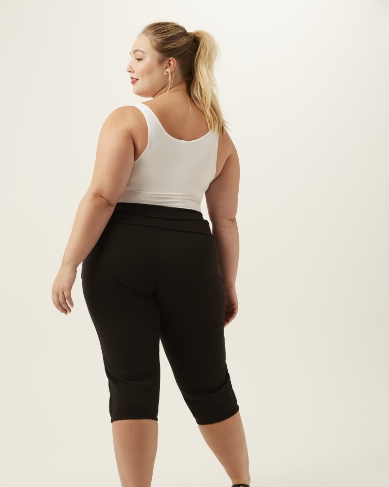 Plus size model wearing Cassie French Terry Cropped Joggers by Marc NY | Dia&Co | dia_product_style_image_id:173627
